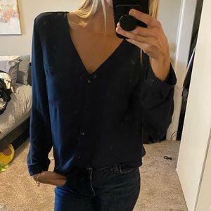 Long sleeve navy blue blouse
